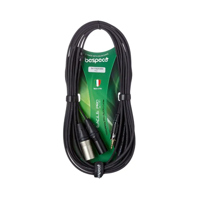 Bespeco EAYMS2MX150R 1.5M 2XLRM to 3.5mm Interlink Cable - Image 2