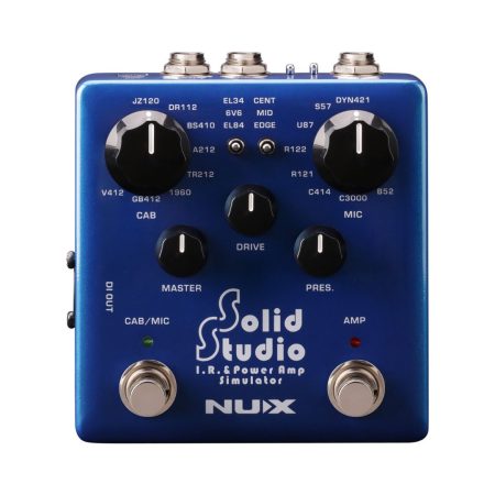 NUX Solid Studio NSS-5 pedal, a compact guitar effects pedal with a sleek design and various sound settings for musicians.