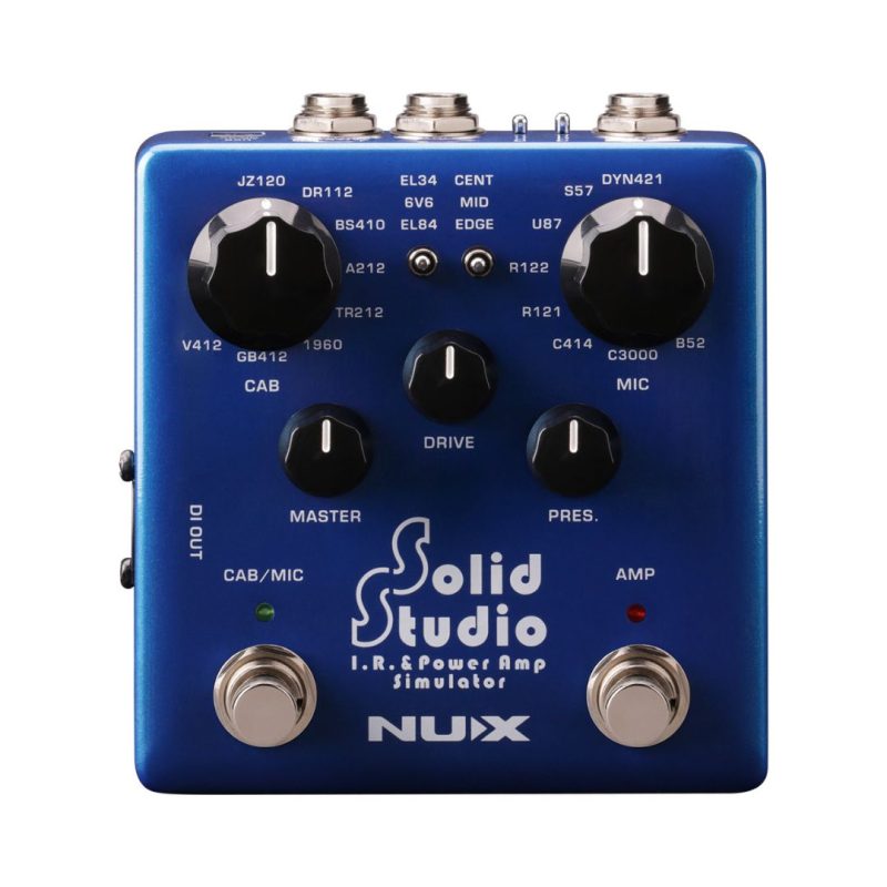 NUX Solid Studio NSS-5 pedal, a compact guitar effects pedal with a sleek design and various sound settings for musicians.