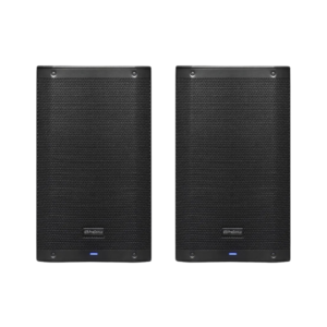 Pair of PreSonus AIR12 powered speakers, each with a 12-inch driver and 1200W output, designed for high-quality sound.