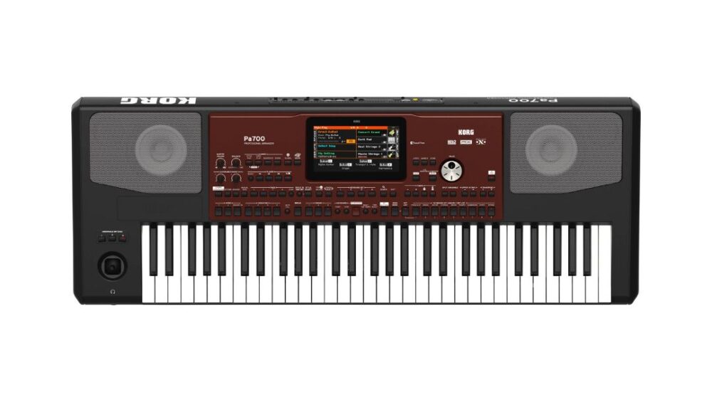 Korg Pa700 61-key professional arranger synthesizer keyboard with a sleek design and versatile sound options.