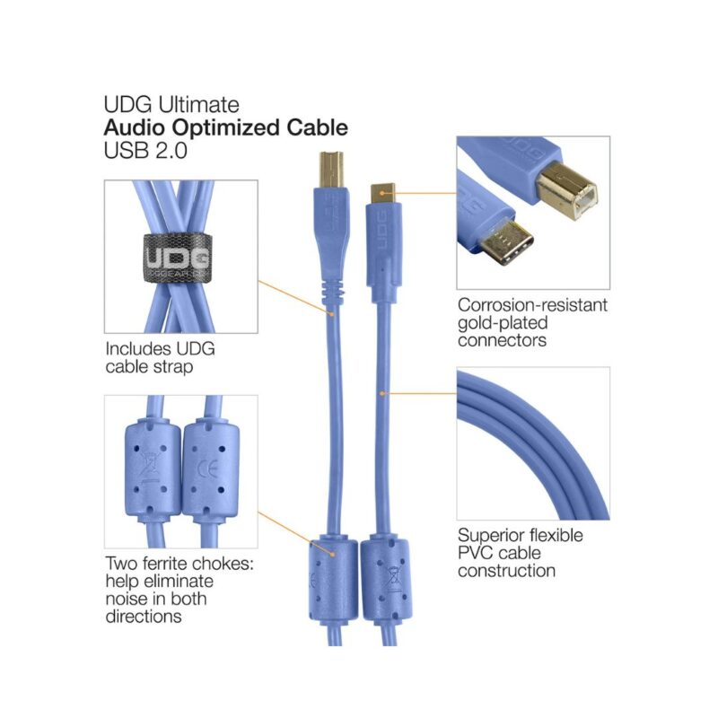 UDG Ultimate USB 2.0 C-B Straight 1.5M Audio Cable - U96001LB - Image 4