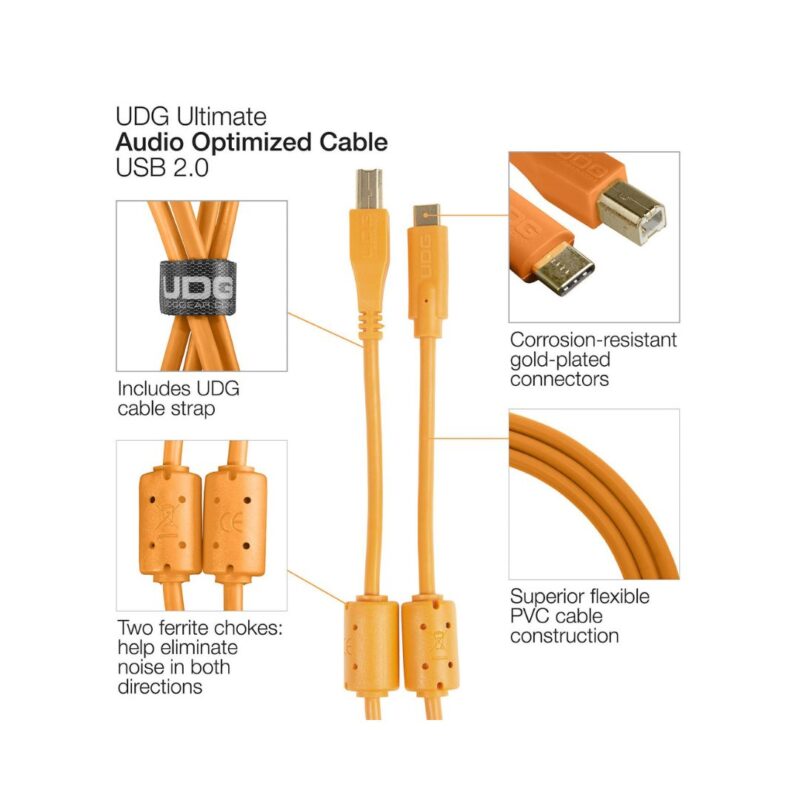 UDG Ultimate USB 2.0 C-B Straight 1.5M Audio Cable - U96001OR - Image 4