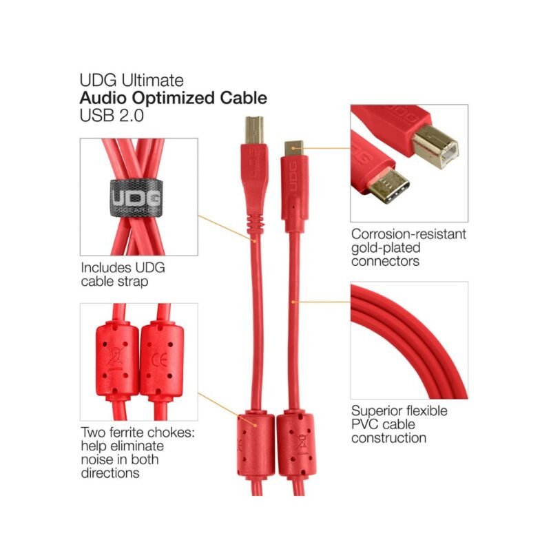 UDG Ultimate USB 2.0 C-B Straight 1.5M Audio Cable - U96001RD - Image 4