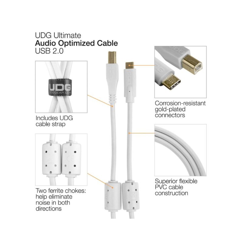 UDG Ultimate USB 2.0 C-B Straight 1.5M Audio Cable - U96001WH - Image 4