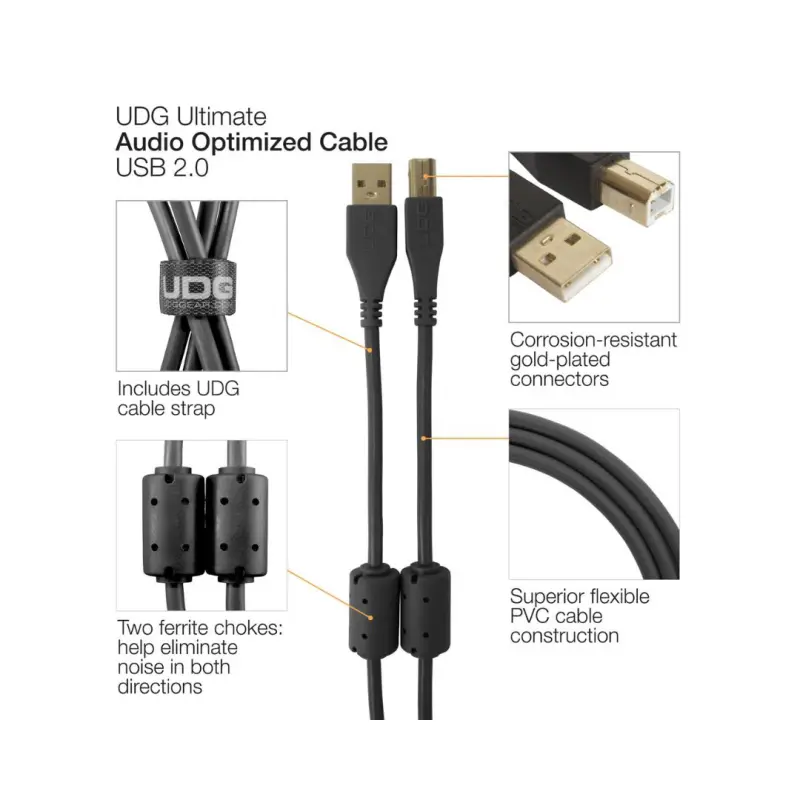 UDG Ultimate Audio Cable USB 2.0 A-B Straight 2m - U95002BL - Image 4