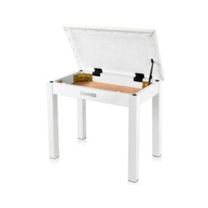 Donner EC6612 Piano Bench Stool with Music Storage White Color