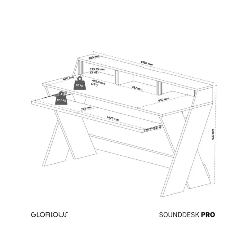 Glorious Sound Desk Pro Professional Studio Workstation - White - Image 9