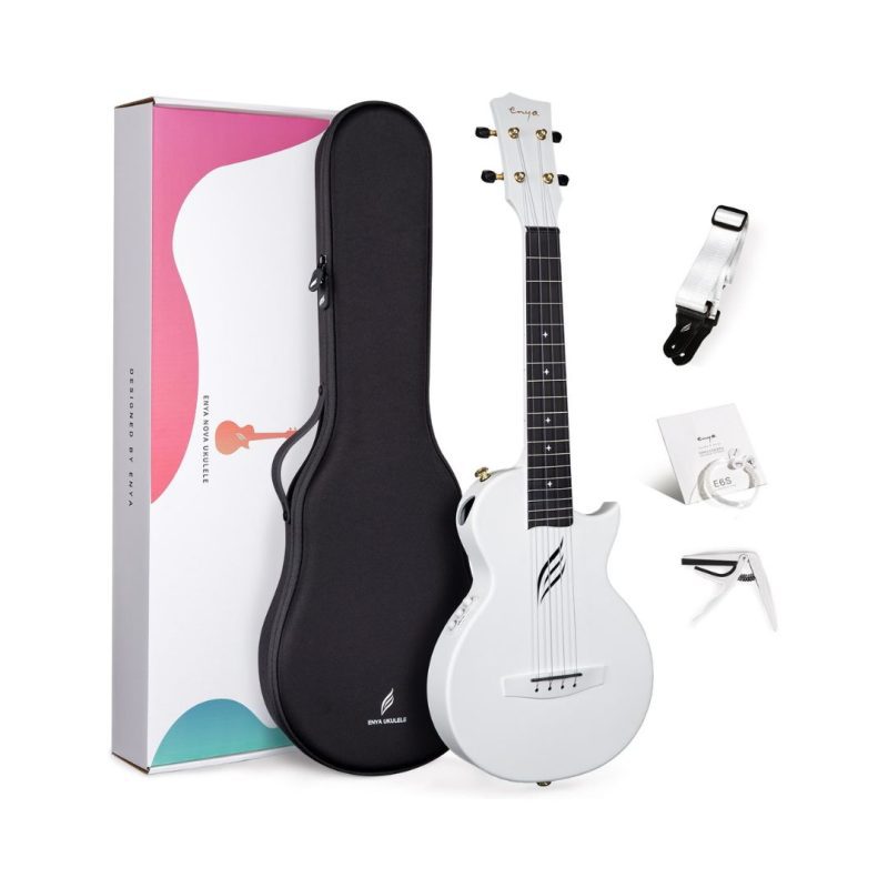 Enya Nova UE Pro Carbon Fiber Electro-Acoustic Tenor Ukulele - White