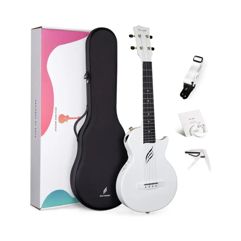 Enya Nova UE Pro Carbon Fiber Electro-Acoustic Tenor Ukulele - White