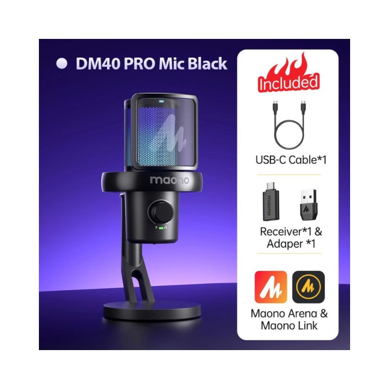 Maono DM40 PRO USB/Wireless Condenser Microphone - Black - Image 2