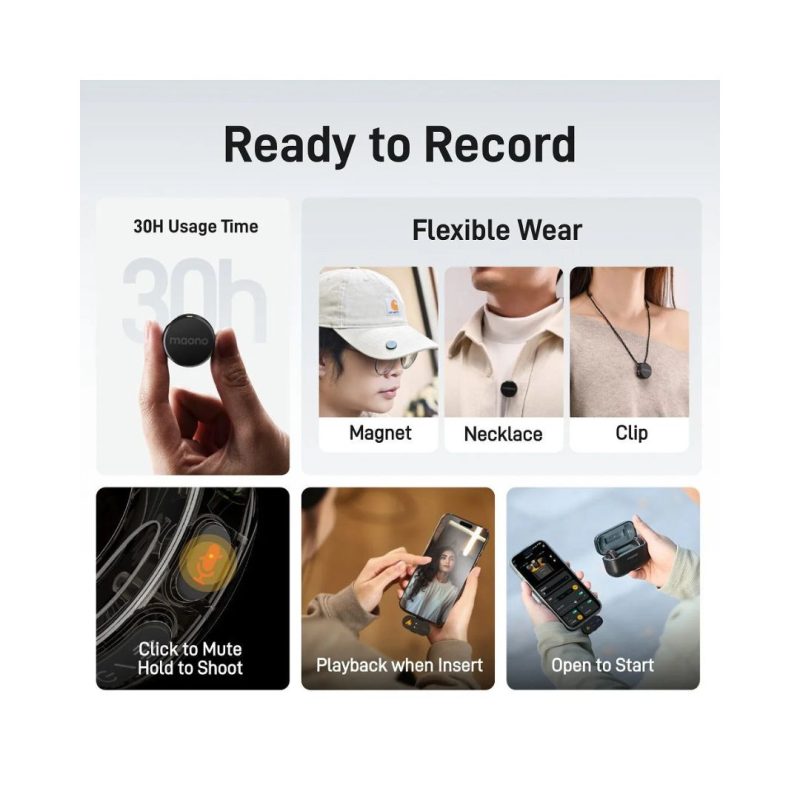 Maono Wave T5 Combo Wireless Lavalier Microphone For Camera / Lightning / Type-C - Image 5