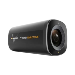 The Eagle-T10 is a compact 4K camera featuring a wide-angle lens and 10X zoom capabilities.