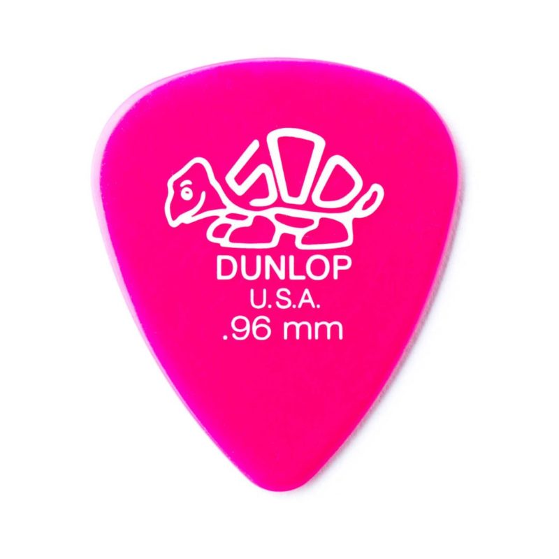 Pink Dunlop guitar picks featuring a turtle logo, designed for musicians and guitar enthusiasts.