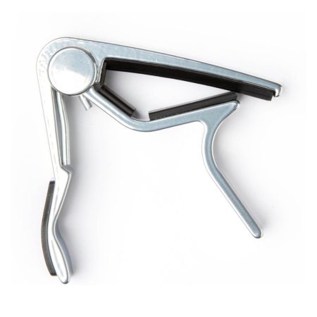A metal clamp positioned against a plain white background.