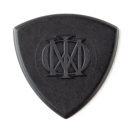 A black guitar pick, designed for musicians