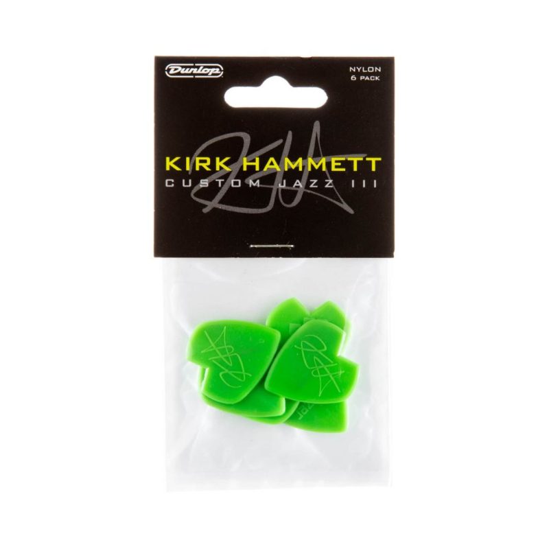Dunlop Kirk Hammett Jazz III Signature 6-Pack Green Guitar Picks - Image 4