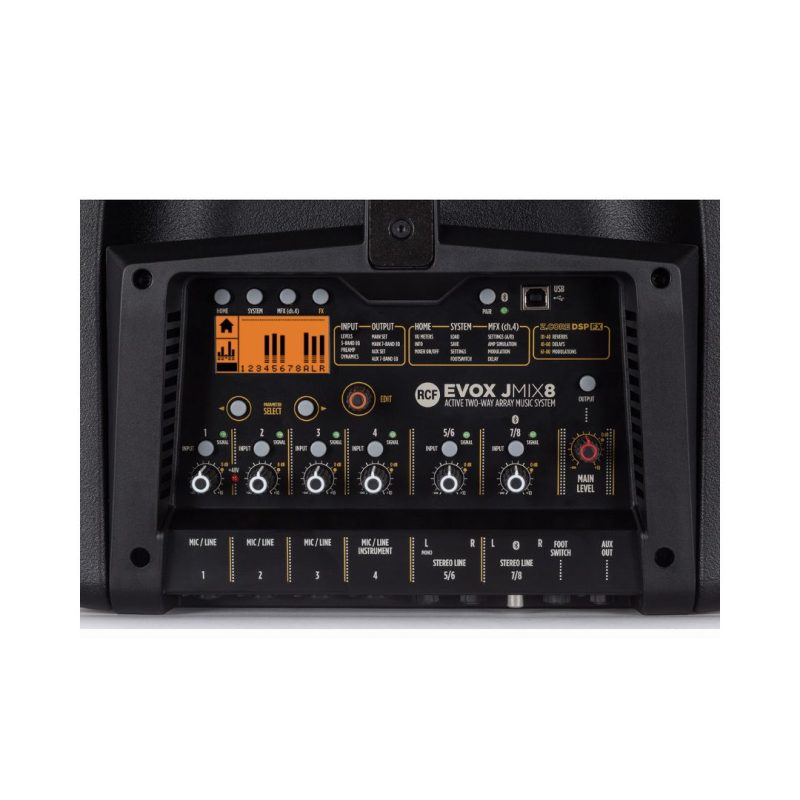RCF EVOX JMIX8 Active 12" 2-Way 1400W Portable Line Array PA System with 8-Input Mixer (Black) - Image 7