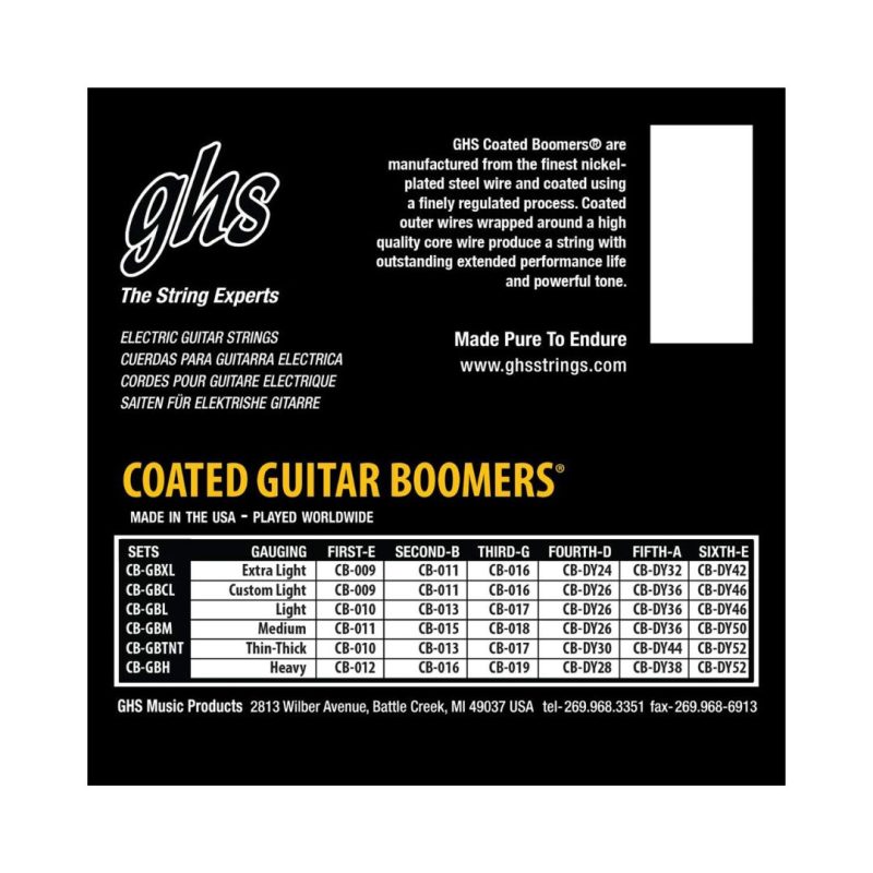 GHS CB-GBM Medium Coated Boomers 11-50 Electric Guitar Strings - Image 2