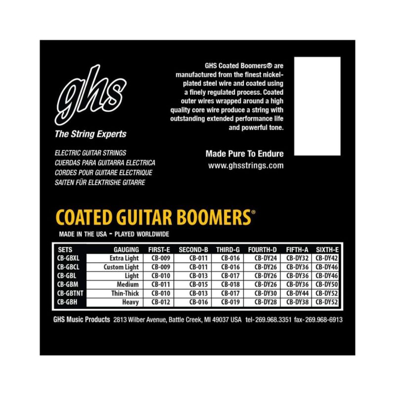 GHS CB-GBXL Extra Light Coated Boomers 09-42 Electric Guitar Strings - Image 2