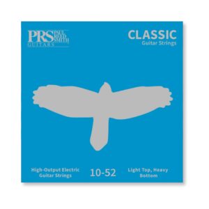 PRS ACC-1052C classic light Top/Heavy Bottom guitar strings showcasing their packaging and design.