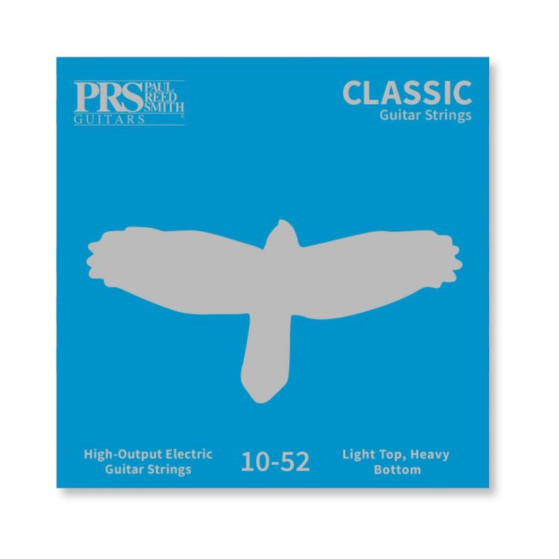 PRS ACC-1052C classic light Top/Heavy Bottom guitar strings showcasing their packaging and design.
