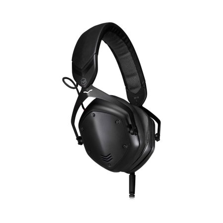 Black V-MODA M-10 headphones displayed against a neutral background, showcasing their sleek design.