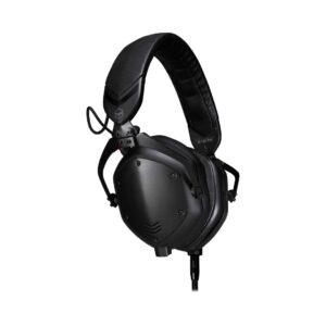 Black V-MODA M-100 PRO headphones displayed against a neutral background, showcasing their sleek design.