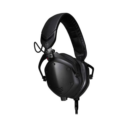 Black V-MODA M-100 PRO headphones displayed against a neutral background, showcasing their sleek design.
