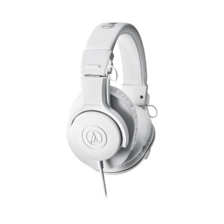 Audio-Technica ATH-M20x WH professional monitor headphones with cushioned ear pads and adjustable headband for comfort