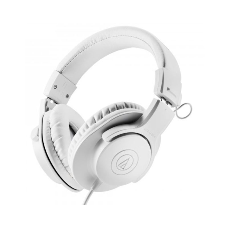 Audio-Technica ATH-M20x WH professional monitor headphones with cushioned ear pads and adjustable headband for comfort