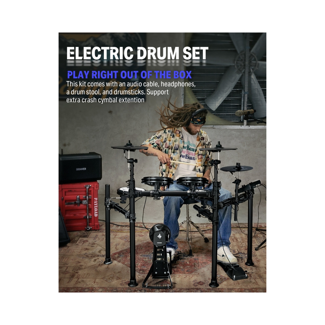 Donner DED-200 Electronic Drum With Headphone and Drum Throne - Image 4
