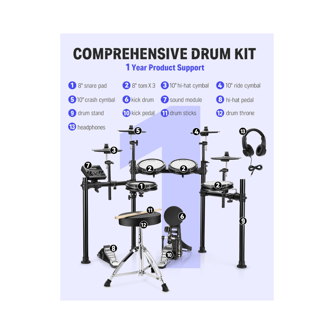 Donner DED-200 Electronic Drum With Headphone and Drum Throne - Image 9