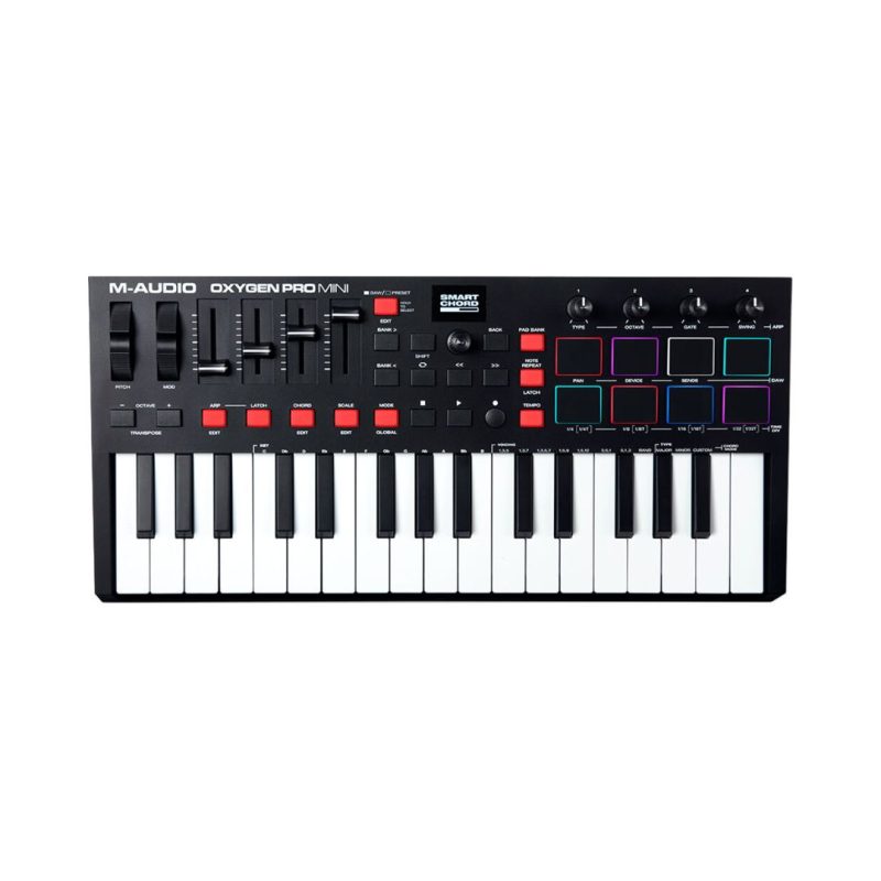M-Audio Oxygen Pro Mini 32-key USB MIDI keyboard controller with compact design and various control features for music production