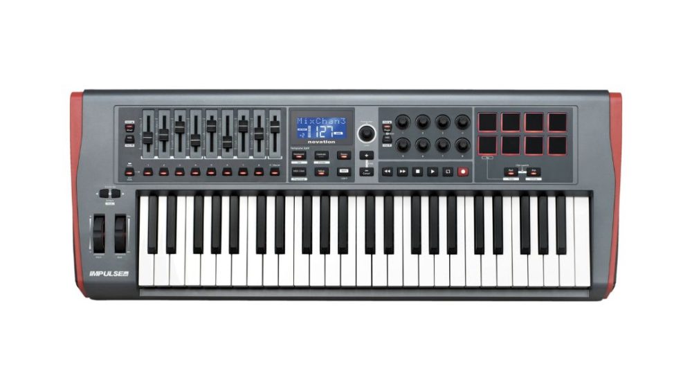 Novation Impulse 49 USB MIDI keyboard controller with 49 keys, designed for music production and performance.