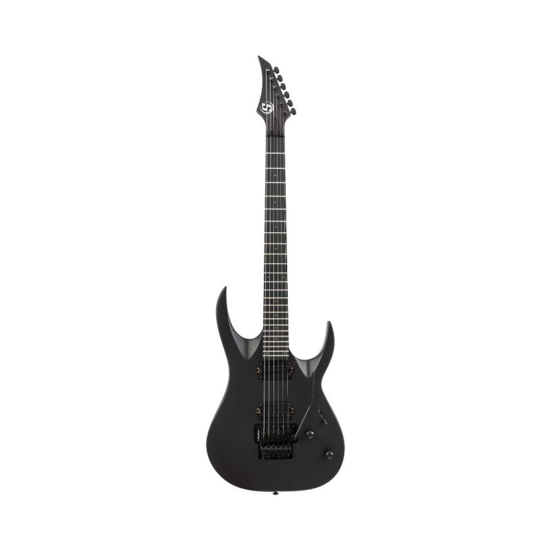 S by Solar AB4.6FRC carbon black matte Floyd Rose Tremolo electric guitar displayed against a plain white background.