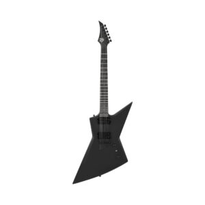 S by Solar EB4.6C sleek black electric guitar set on a white background.