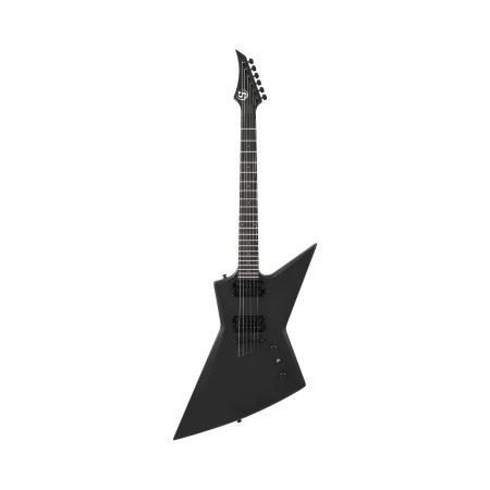 S by Solar EB4.6C sleek black electric guitar set on a white background.