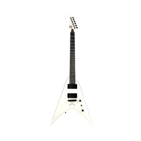 S by Solar VB4.6W white electric guitar with a sleek black pickguard, highlighting its stylish and modern appearance.