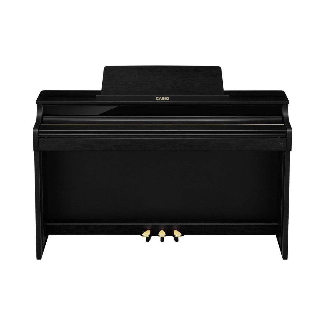 Black Casio Celviano AP-550 digital piano displayed prominently, showcasing its sleek design and modern features.