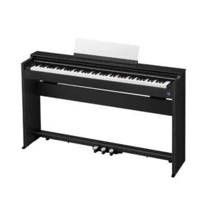 Digital piano with a sleek black case, model Casio Celviano AP-S200, designed for elegant home music performance.