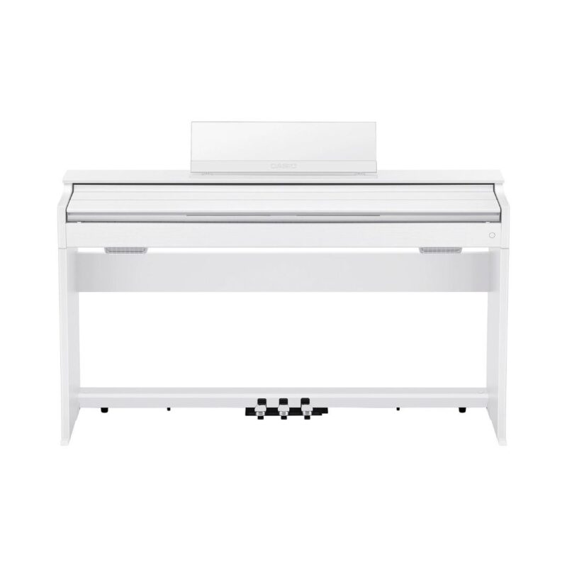 Digital piano with a sleek white case, model Casio Celviano AP-S200, designed for elegant home music performance.