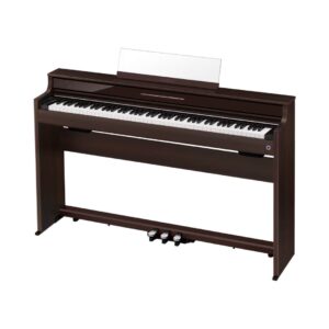 Brown Casio Celviano AP-S450 Slim Console Digital Piano on a white background, showcasing its sleek design.