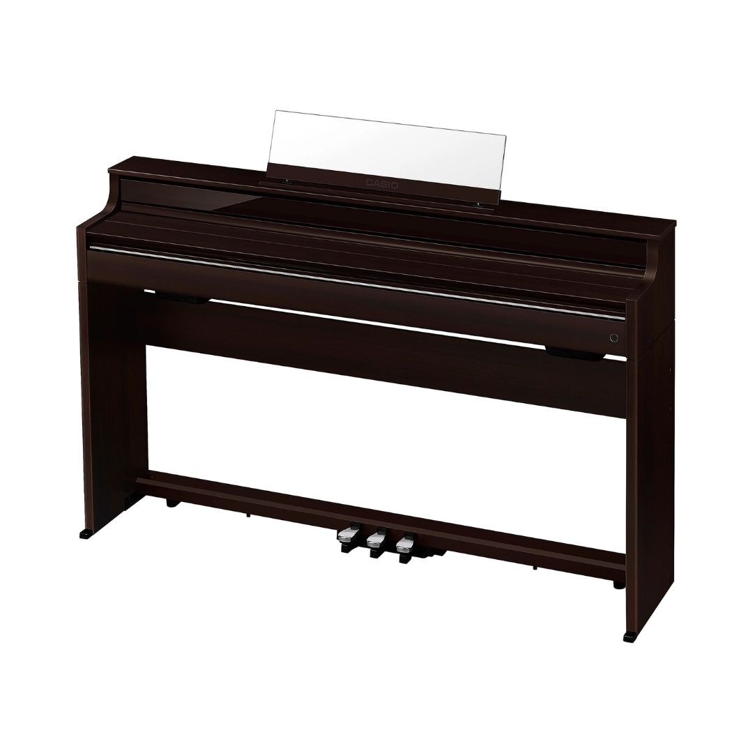Brown Casio Celviano AP-S450 Slim Console Digital Piano on a white background, showcasing its sleek design.