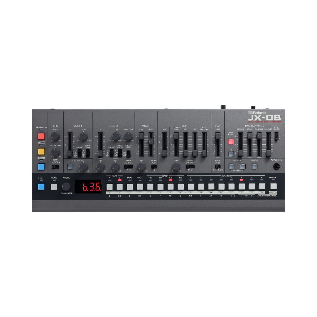 Roland Boutique JX-08 Polyphonic Synthesizer Module displayed on a plain white background