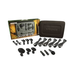 Shure PGADrumKit6 6-Piece Dynamic Drum Microphone Kit displayed on a white background