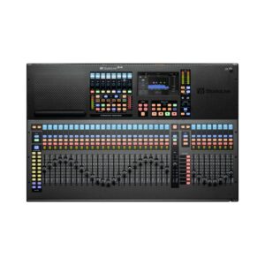 Presonus StudioLive Series III SE 32 digital console mixer with multiple faders and knobs for audio mixing and control.