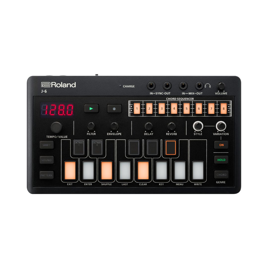 Roland AIRA Compact J-6 Chord Synthesizer displayed on a plain white background
