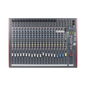 Allen & Heath ZED-22FX 22-channel USB analog mixer with built-in effects, showcasing multiple input controls and outputs.