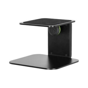 Compact black desk stand for studio monitors, model Gravity SP 3102 C B.